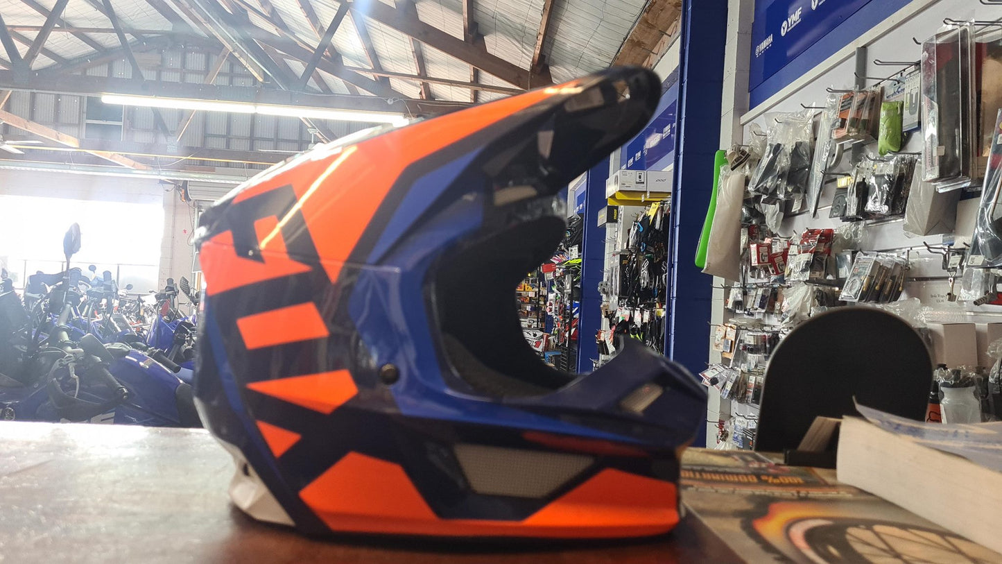 FOX YOUTH V1 PRIX HELMET ECE ORG/BLUE YS